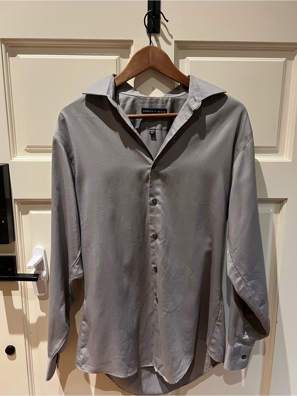 Geoffrey Beene Men’s Gray Cotton  Button-Up Shirt 15.5 32/33